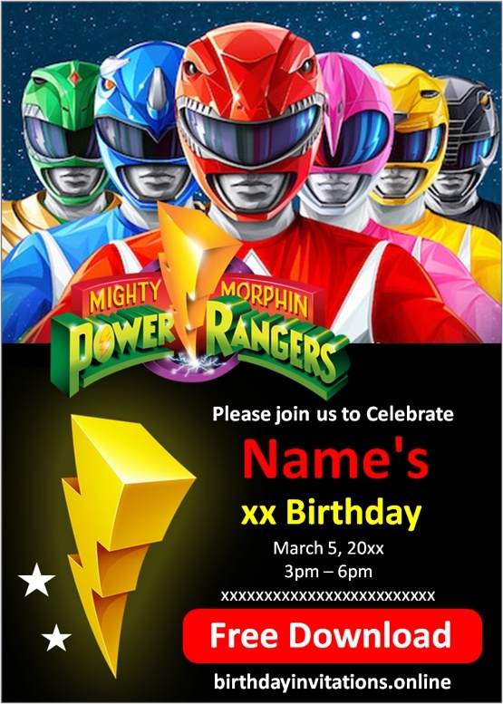 Power Rangers Invitations Birthday Invitations