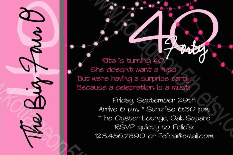 Printable 40Th Birthday Invitations