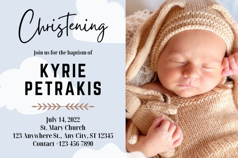 Printable Christening Invitation For Baby Boy Blank Template Outlet