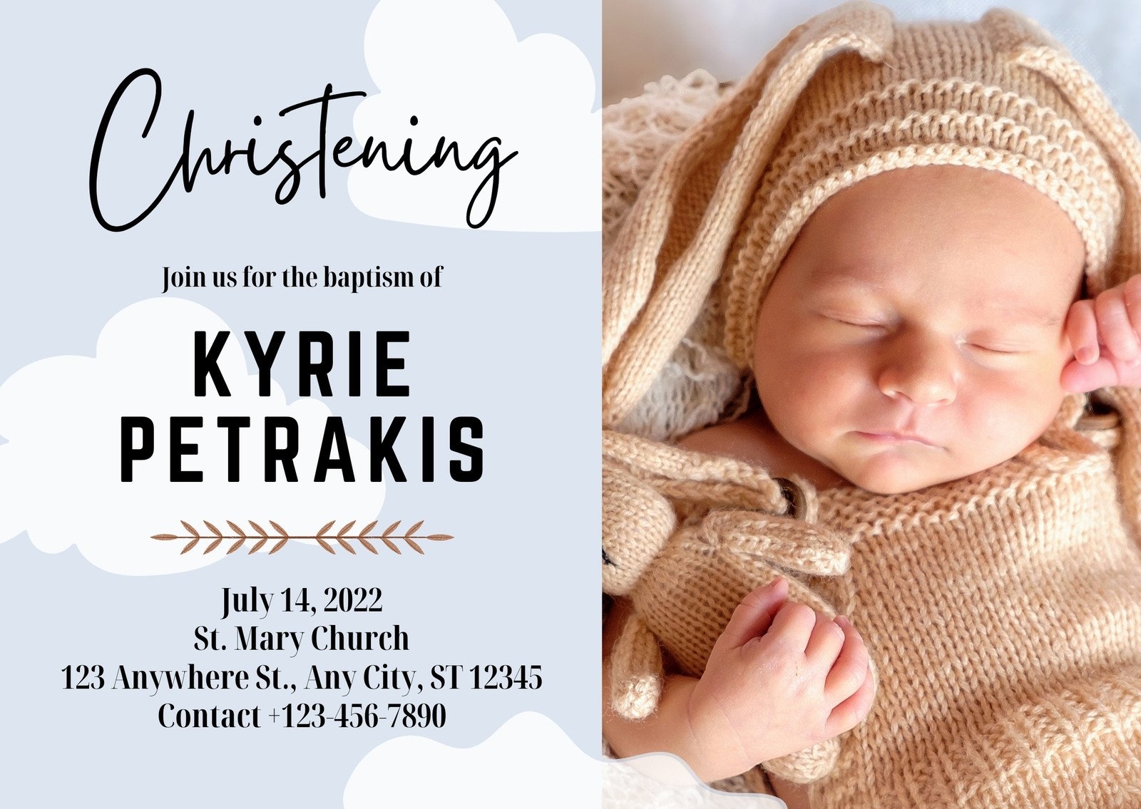 Printable Christening Invitation For Baby Boy Blank Template Outlet 