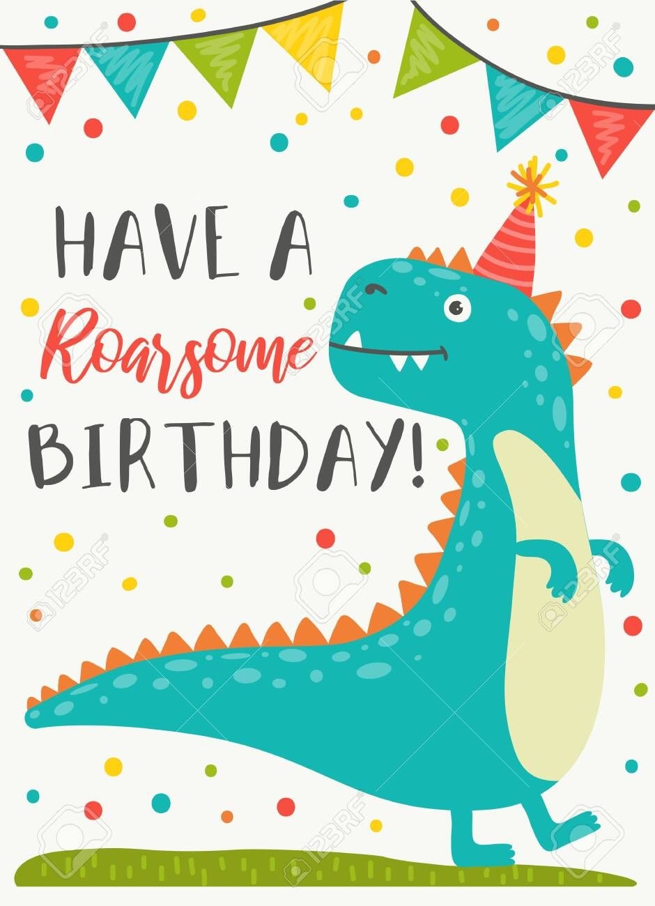 Printable Dinosaur Birthday Card Printable New Year Banners