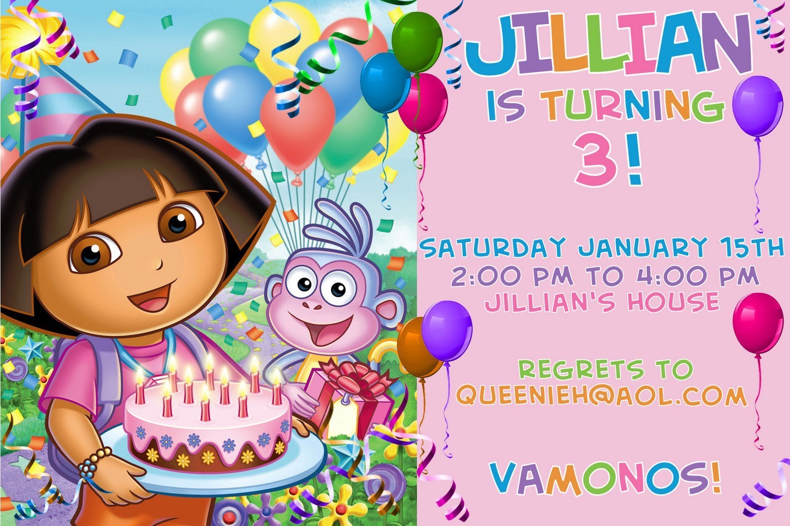Printable Dora Birthday Party Invitations Invitation Design Blog