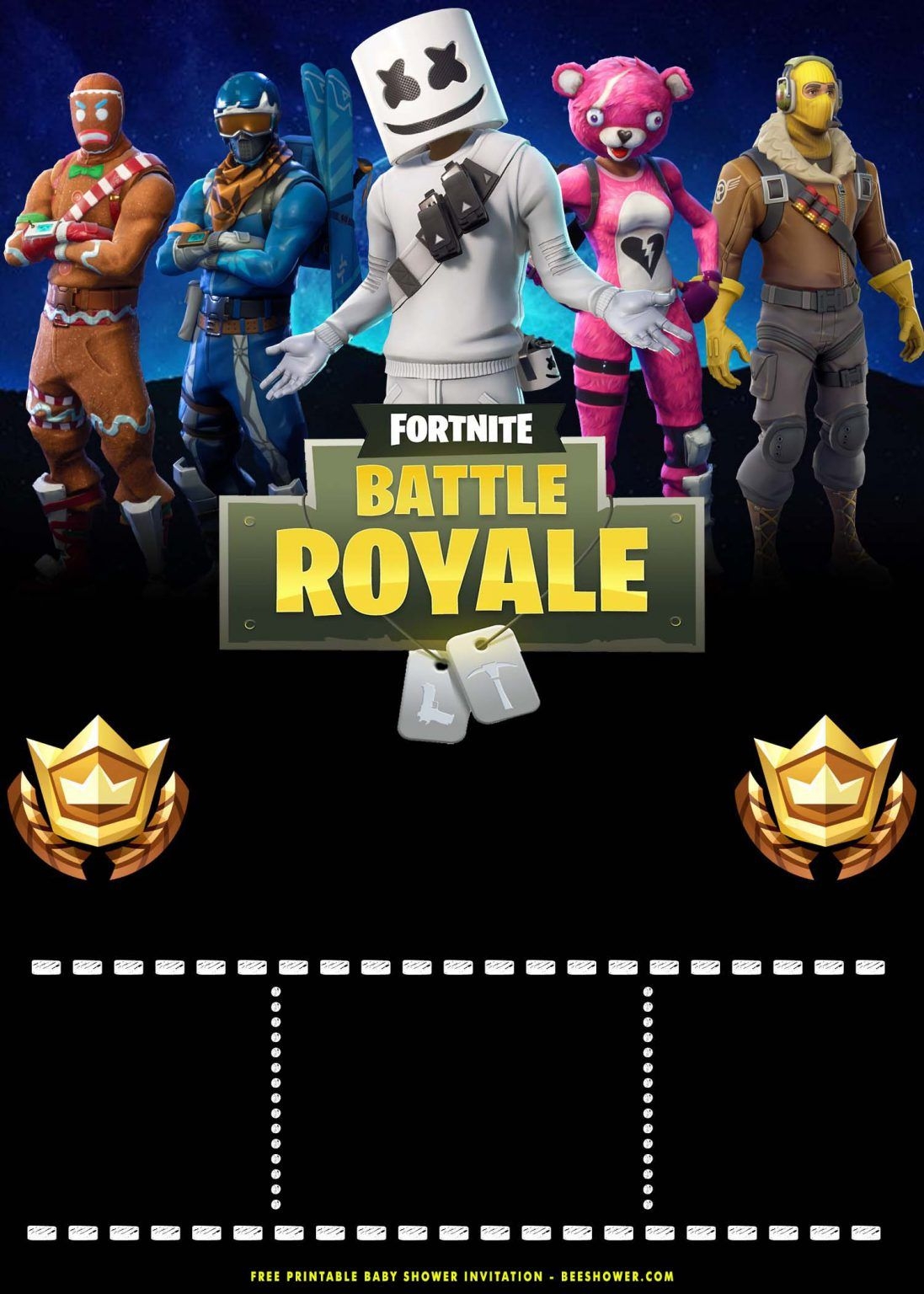 Printable Fortnite Invitation Template Free Printable Templates