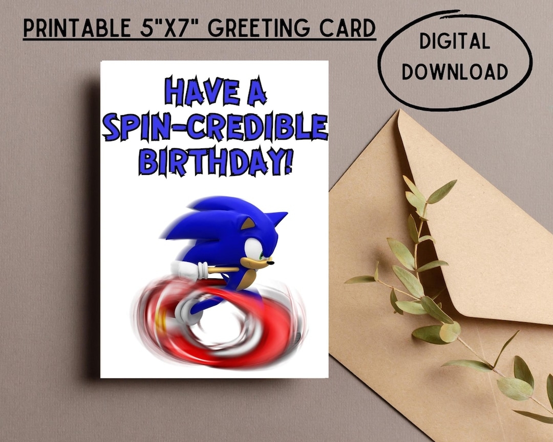 Printable Sonic Birthday Card Etsy Printable Sonic Birthday Card Etsy
