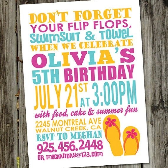 Printable Swim Party Invitation