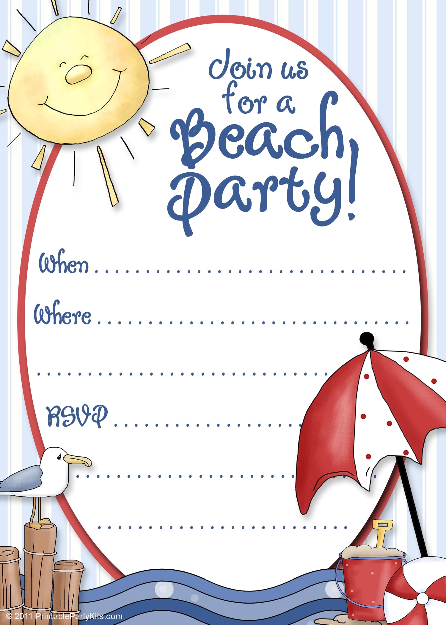 Printable Swim Party Invitation