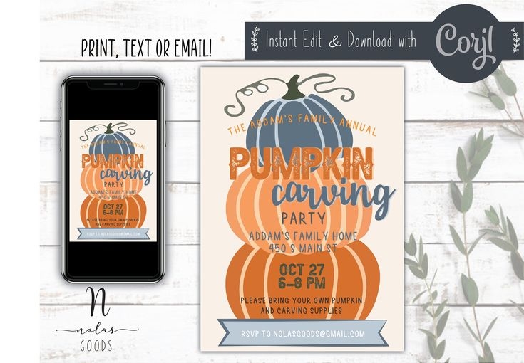 Pumpkin Carving Party Invitation Printable Halloween Pumpkin Carving 
