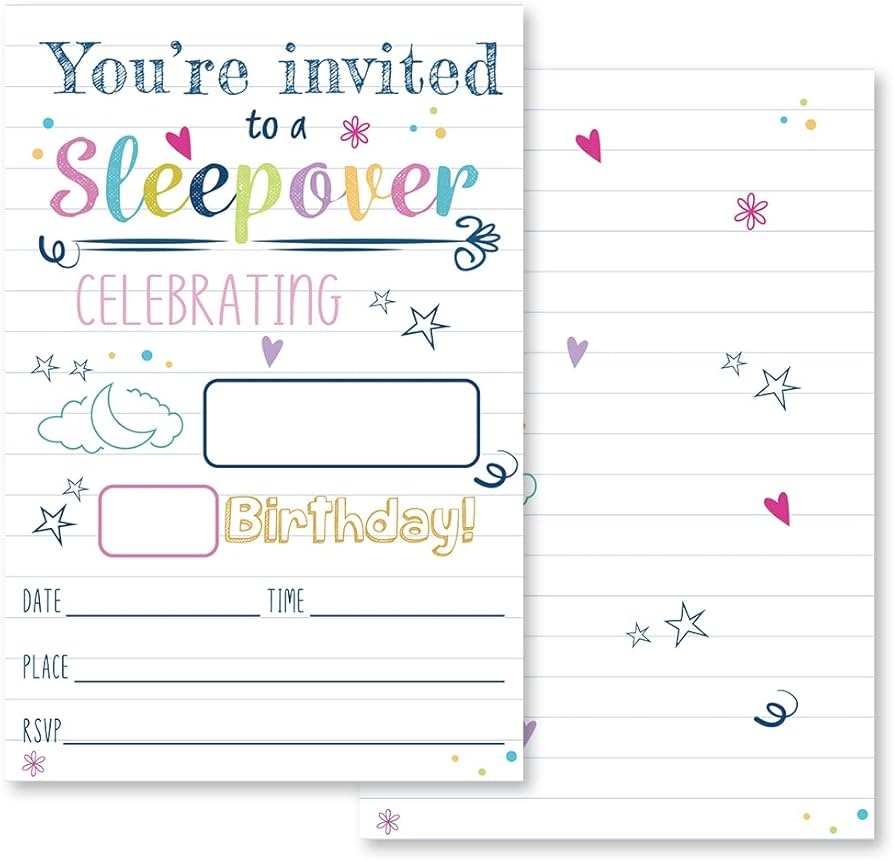 Sleepover Birthday Invitation Slumber Party Teen Invitation Glamping 