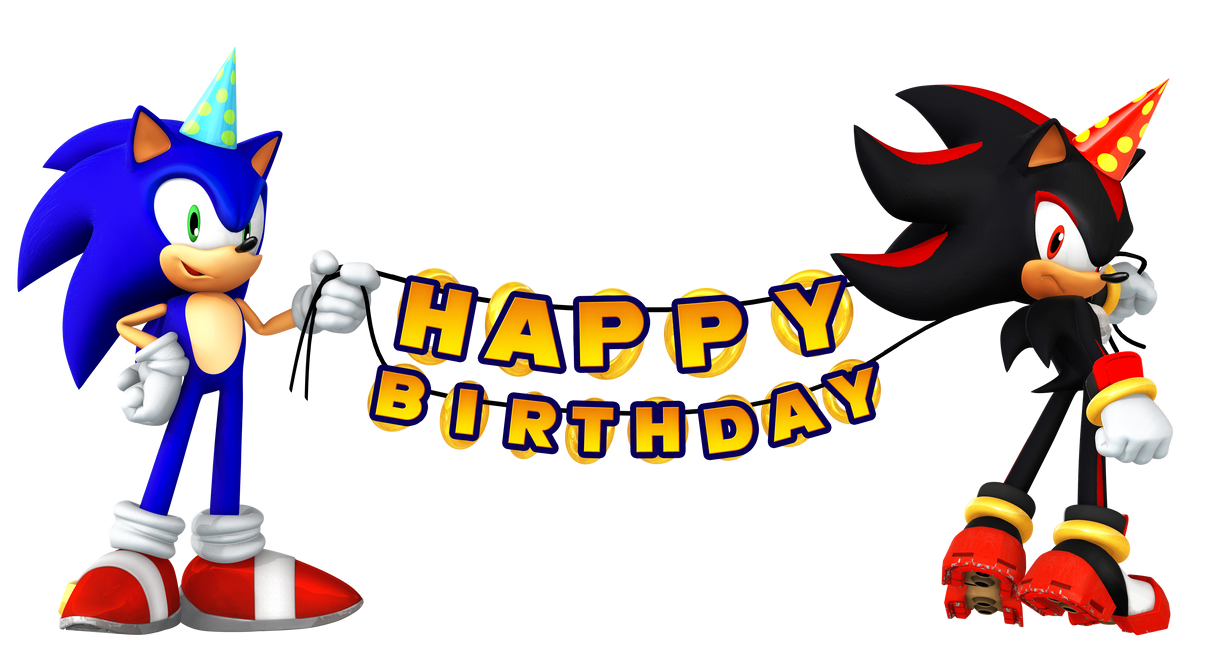 Sonic And Shadow Birthday Banner Cake Topper By Nibroc Rock On 