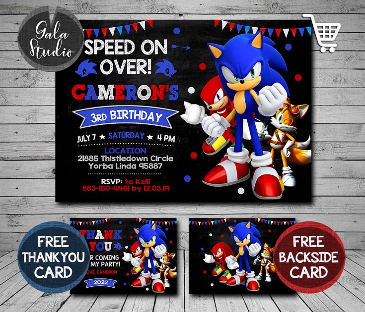 Sonic The Hedgehog Birthday Party Printables And Free Thank You Card 