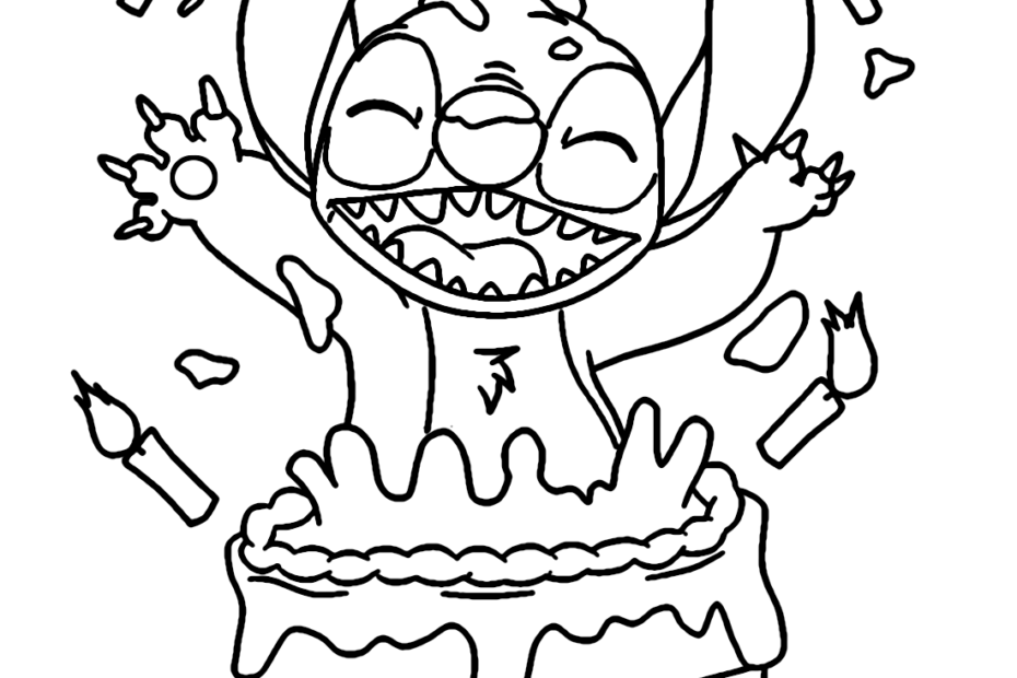 Stitch Happy Birthday Coloring Pages Coloring Page Free Printable