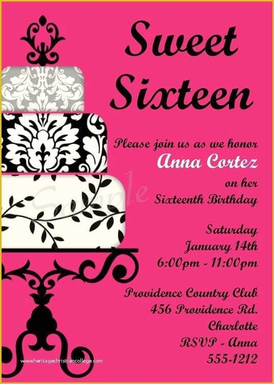 Sweet 16 Invitations Templates Free Of Printable Sweet Sixteen Party 