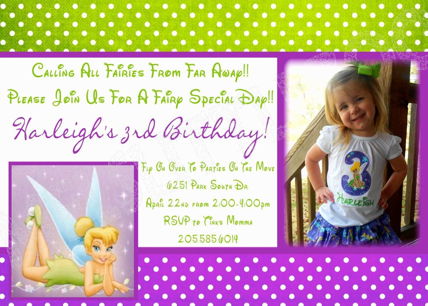 Tinkerbell Birthday Invitation Template Cards Design Templates