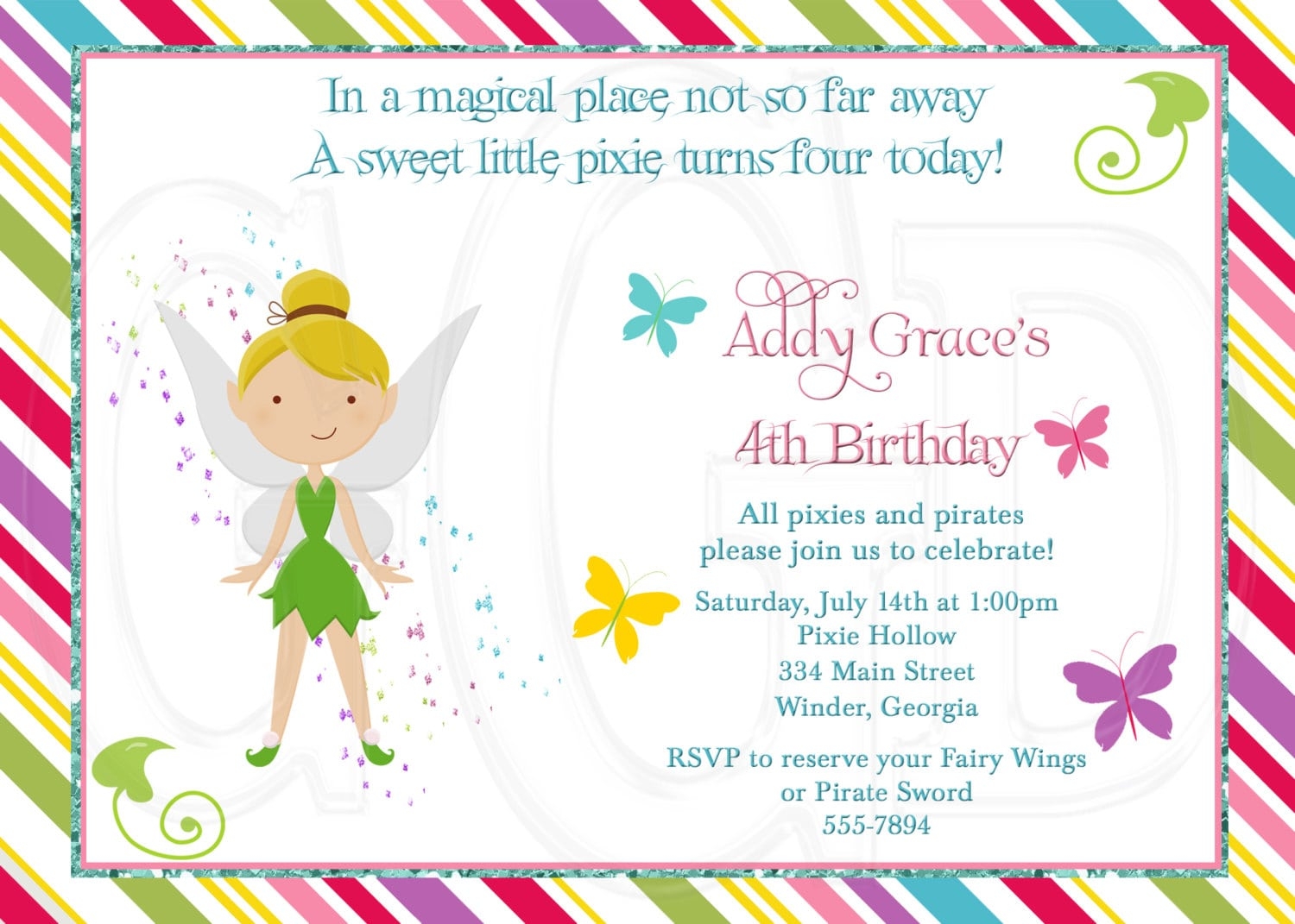 Tinkerbell Birthday Party Invitation Template