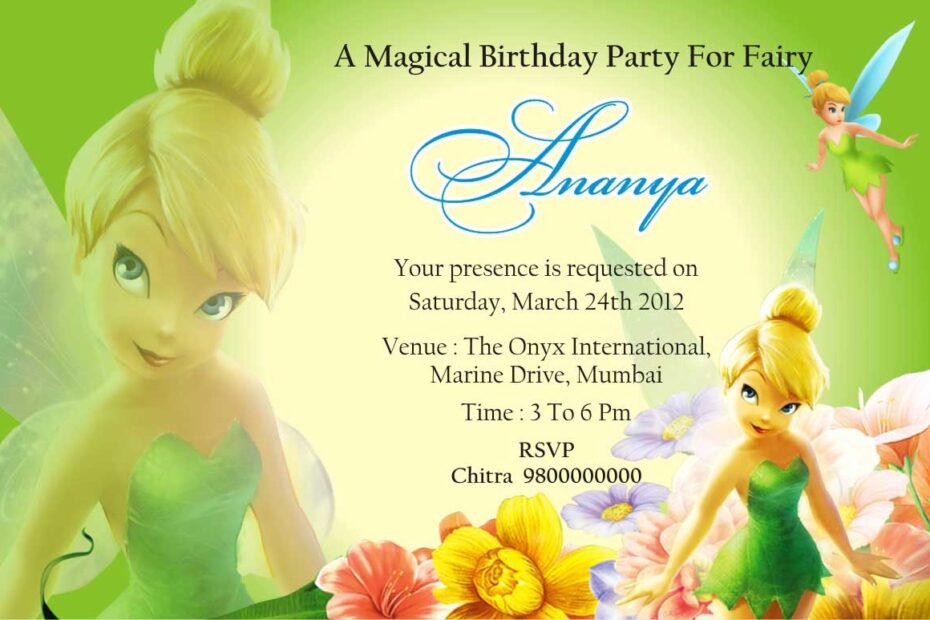 Tinkerbell Invitation Card