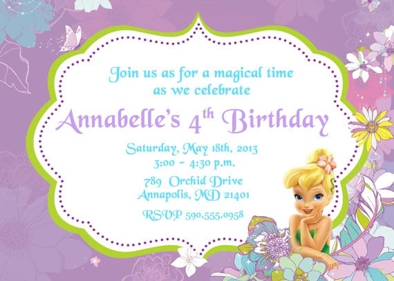 Tinkerbell Invitation Card