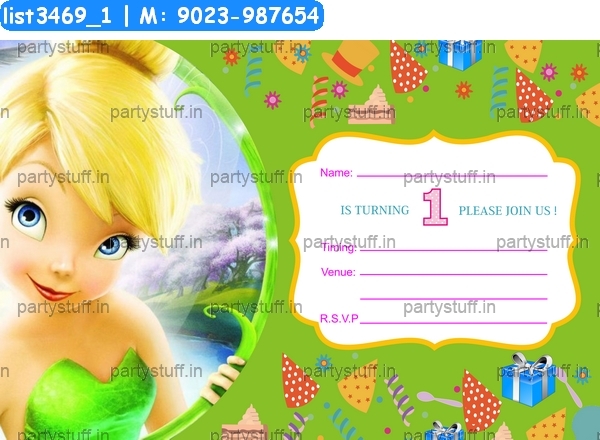 Tinkerbell Invitation Card In Cartoon Theme